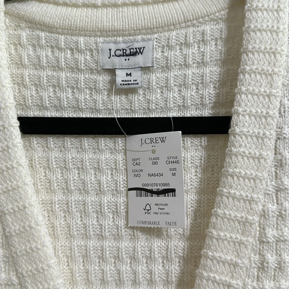 J.Crew Factory Textured Cardigan Sweater in Ivory - Picture 3 of 4